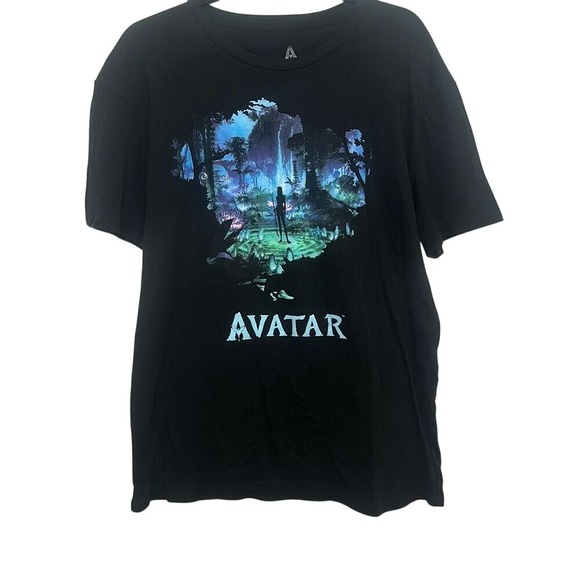 Avatar Other - Avatar Mens Black Movie Forest Scene Short Sleeve Crew Neck T-Shirt Large